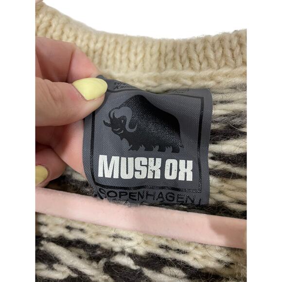 Musk Ox Womens S Oversized Cardigan 100% Pure Virgin Icelandic Wool Fair Isle - Picture 3 of 5